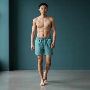 Ted‎ Baker London Men's Teal Geometric Print Swim Trunks Shorts Size 2